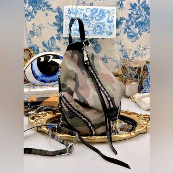 🆕 REBECCA MINKOFF 🧿 NWT Mini Julian Nylon Convertible Backpack - Camo *FLAWED* - Picture 2 of 15
